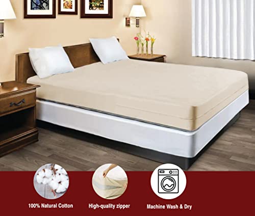 Gilbins 100% Natural Cotton Fleetwood Cotton Mattress Cover, Zips Around The Mattress - Image 2