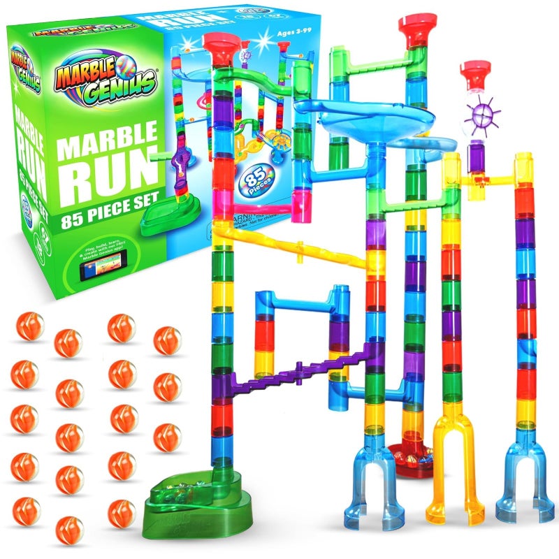 Marble Genius Marble Run Explorer Set STEM Toys  Maze Construction Building  85 Translucent Track Pieces  Glass Marbles for Family Kids Toddlers Ages 48  Fun Holiday Creative Gifts - Image 2