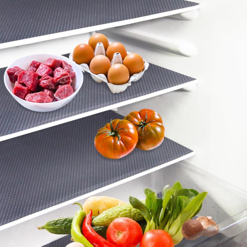 10Pcs Refrigerator Liners, Washable Fridge Liner Shelf Mats Refrigerator Pads for Cupboard Cabinet Drawer Home Kitchen Accessories Organization (Grey)