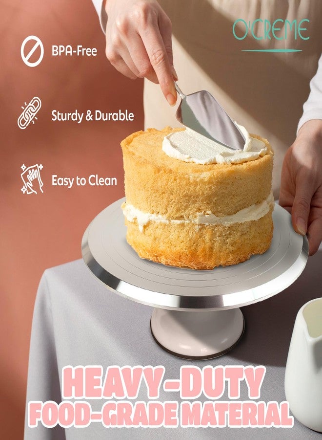 O'Creme O’Creme Cake Turntable Stand, 12 inch - Heavy-Duty Aluminum Alloy Rotating Turn Table Display Lazy Susan for Decorating Cakes & Cupcakes with Non-Slip Base- Ideal for Weddings, Birthdays - Image 3