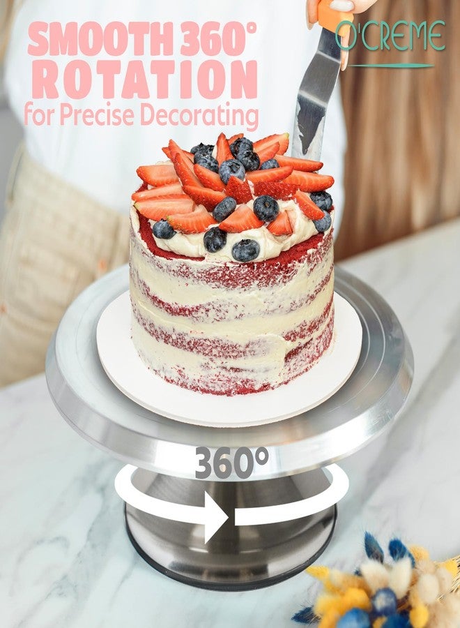 O'Creme O’Creme Cake Turntable Stand, 12 inch - Heavy-Duty Aluminum Alloy Rotating Turn Table Display Lazy Susan for Decorating Cakes & Cupcakes with Non-Slip Base- Ideal for Weddings, Birthdays - Image 4