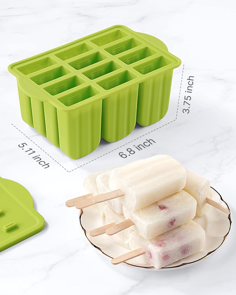 MEETRUE Popsicles Molds, MEETRUE 12 Pieces Silicone Popsicle Molds Easy-Release BPA-free Popsicle Maker Molds Ice Pop Molds Homemade Popsicle Ice Pop Maker with 50PCS Popsicle Sticks+Cleaning Brush - Image 5