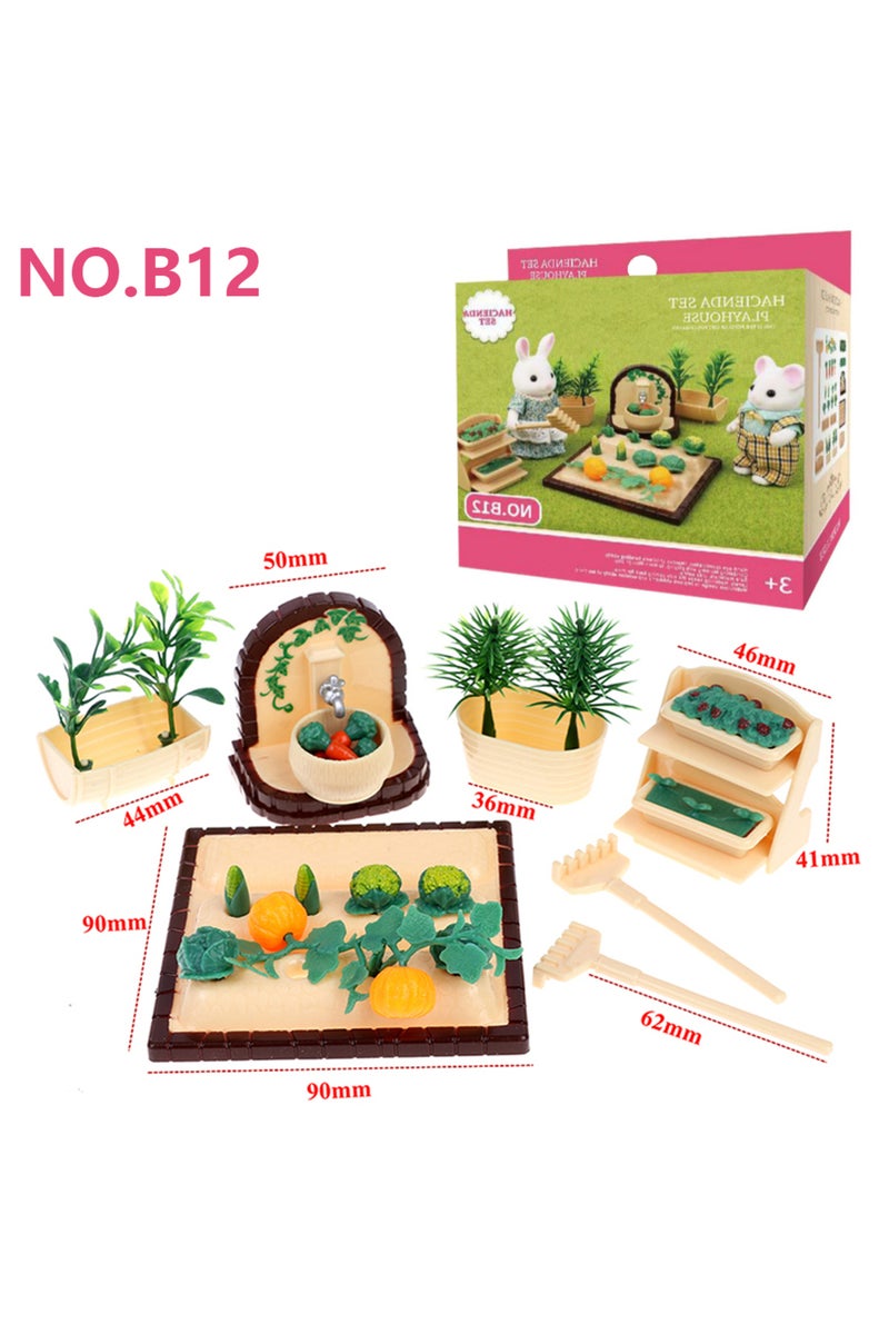 B12 Miniature Furniture 1:12 Dollhouse Kitchen Livingroom Bedroom Set DIY Scene Doll Play Decoration