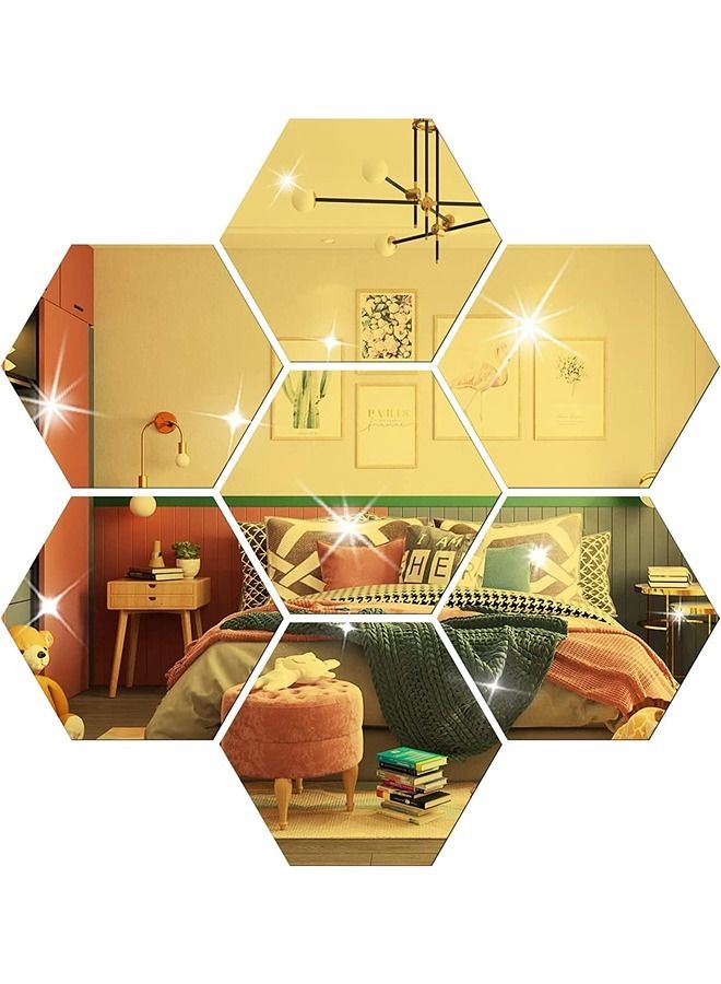 LAMSIT IBDAA Acrylic Hexagon 3mm Thick Pack of 16 18.4 x 16.9 cm Golden Mirror - Image 3