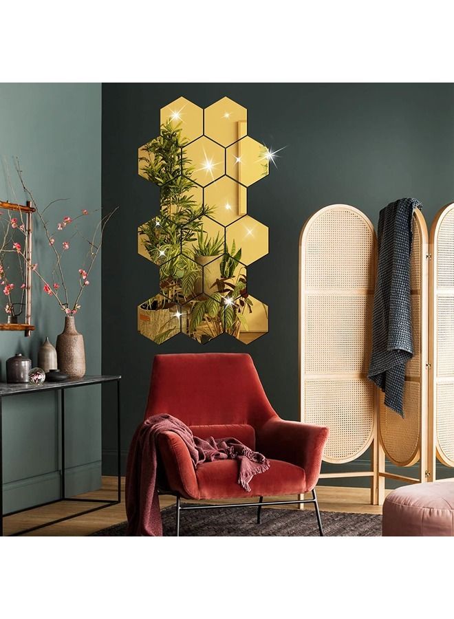 LAMSIT IBDAA Acrylic Hexagon 3mm Thick Pack of 16 18.4 x 16.9 cm Golden Mirror - Image 2
