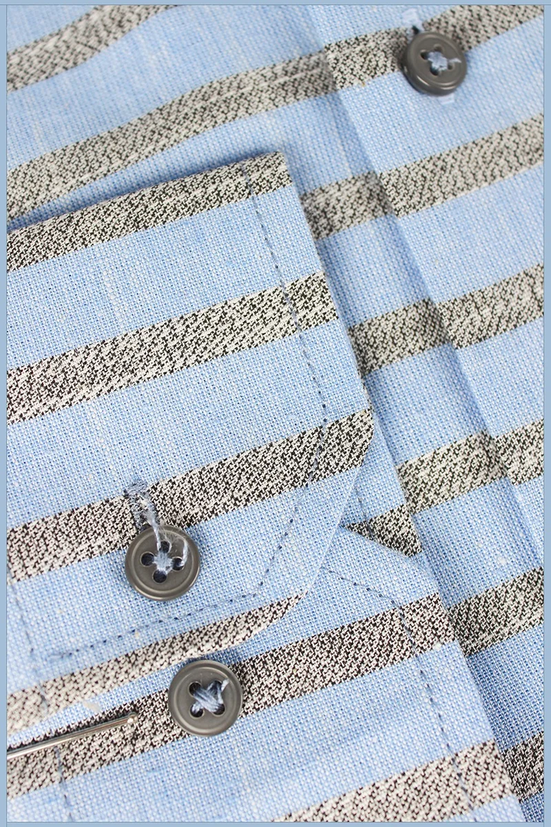فاريتا Men's Blue Classic Cut Patterned Single Pocket Collar Buttoned Long Sleeve Shirt