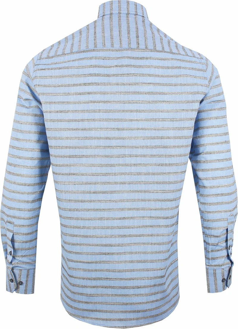 فاريتا Men's Blue Classic Cut Patterned Single Pocket Collar Buttoned Long Sleeve Shirt