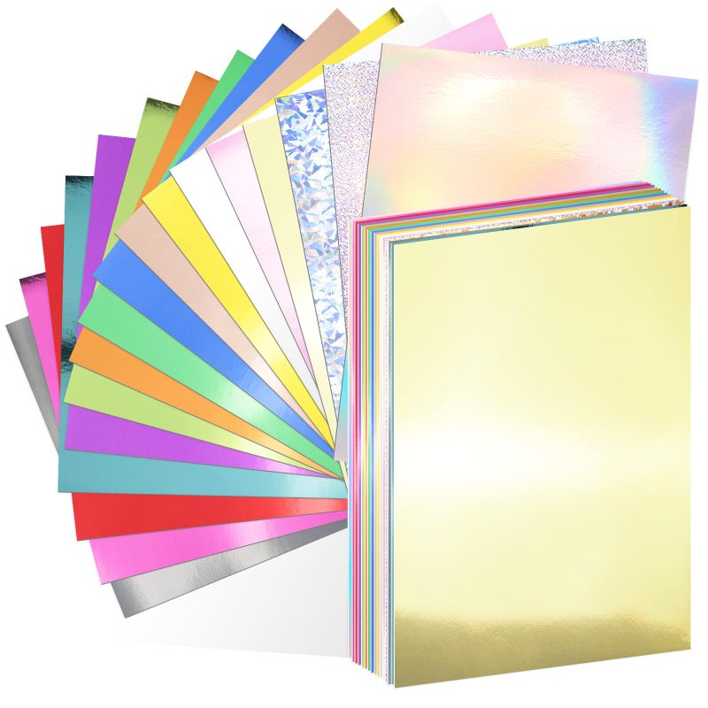 Nitelemn 30 Pack Metallic Cardstock Paper Sheets, 8" x 12" Color Foil Mirror Shimmering Paper 250gsm/92lb For Arts and Crafts, Decorative, Weddings & Birthdays Invitations, Scrapbook Supplies - Image 1