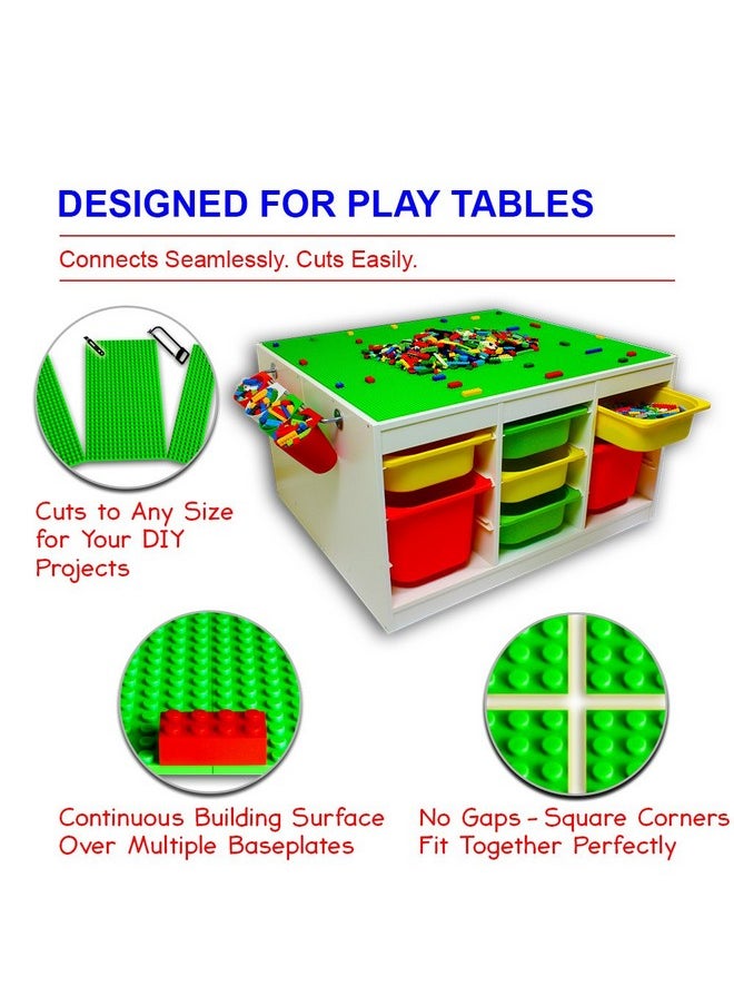 Brickyard Building Blocks - Lego Compatible Baseplate Pack Of 4 Large 10 X 10 Inch Base Plates For Toy Bricks Stem Activities & Display Table Green Blue - Image 1
