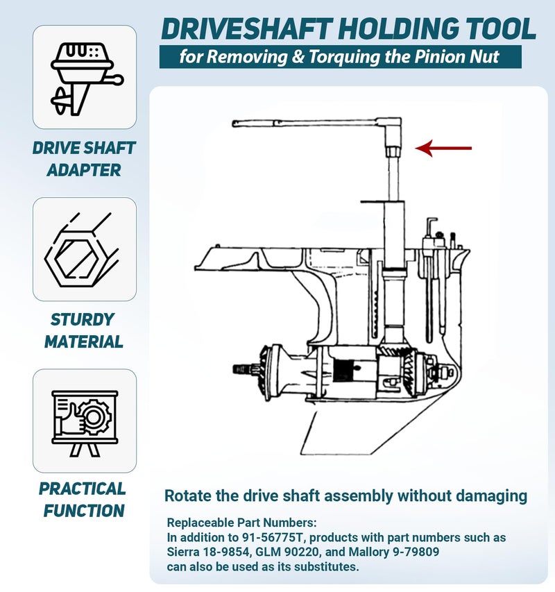 Camoo 91-56775T Drive Shaft Adapter Fits for Mercury MC-I, R-MR, Alpha One, Alpha One/Gen II, for Mercury 13-spline Drive Shaft Holding Tool - Image 4