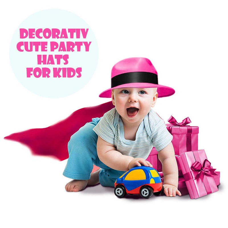 Novelty Place Neon Plastic Party Hats, Fedora with Gangster Mafia Style, UV Blacklight Glow Party Stars Rave Hats for Kids and Teens in Birthday, Concerts, Music Party (Pack of 12) - Image 4