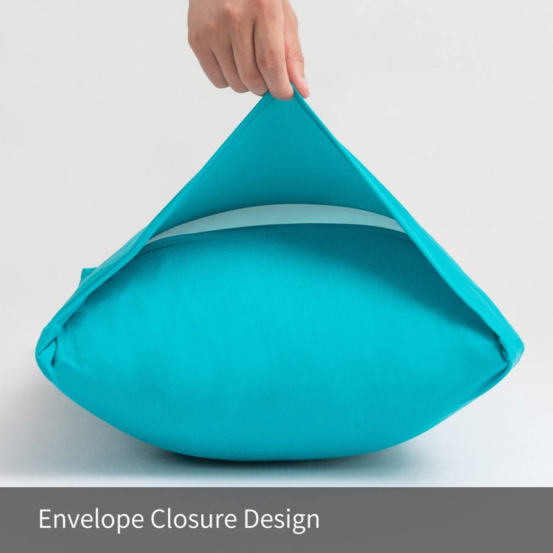 N&Y HOME Stretch Pillow Cases King - Jersey Knit & Envelope Closure Pillowcases with Ultra Soft T-Shirt Like Polyester Blend - King Size Set of 2  Turquoise - Image 3