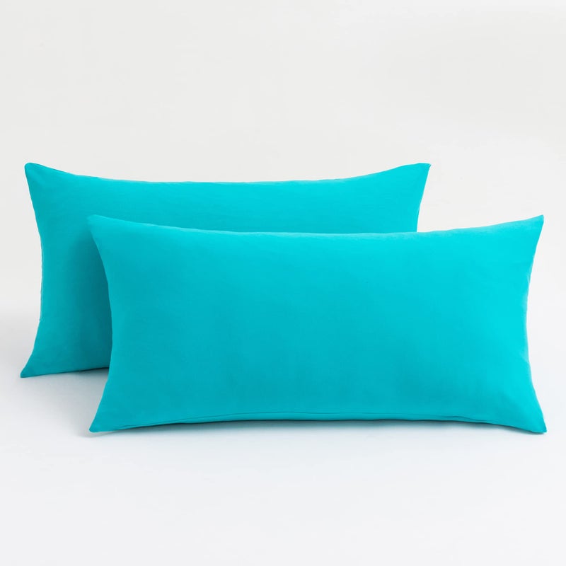 N&Y HOME Stretch Pillow Cases King - Jersey Knit & Envelope Closure Pillowcases with Ultra Soft T-Shirt Like Polyester Blend - King Size Set of 2  Turquoise - Image 1