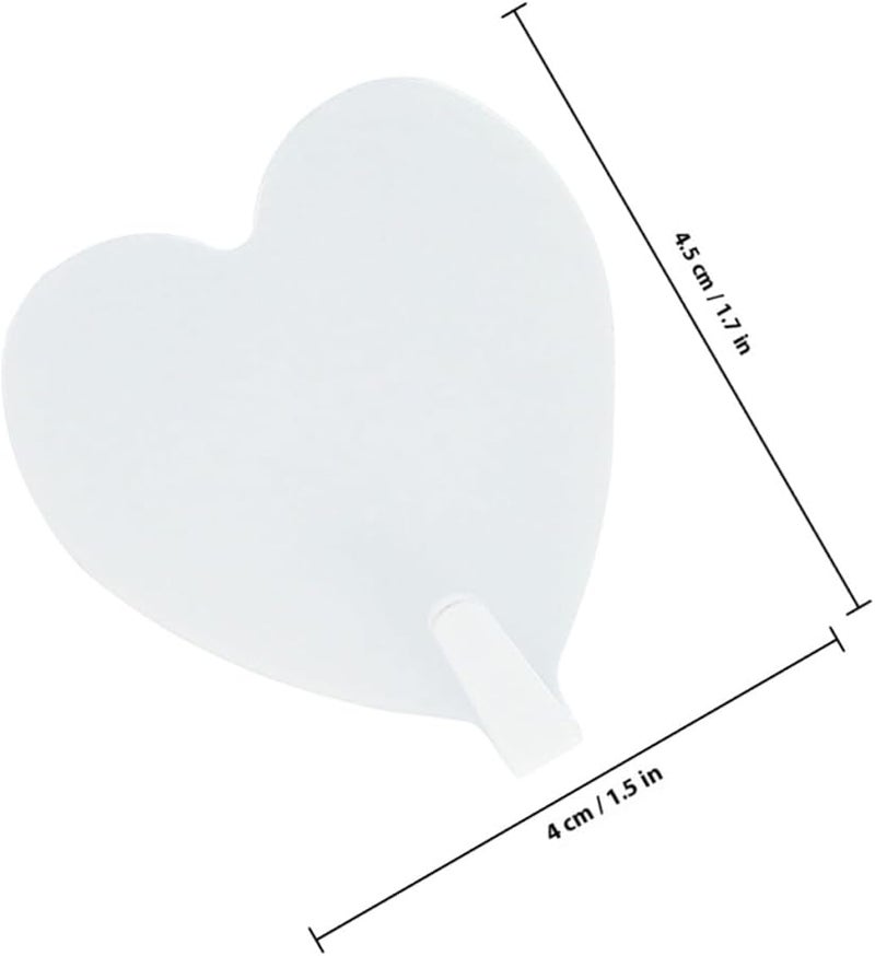 20pcs White Stainless Steel Adhesive Heart Shaped Wall Hooks For Bathroom Office Towel Robe - Image 3