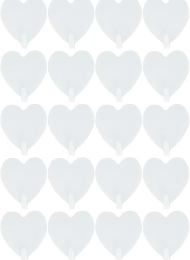 20pcs White Stainless Steel Adhesive Heart Shaped Wall Hooks For Bathroom Office Towel Robe - Image 2