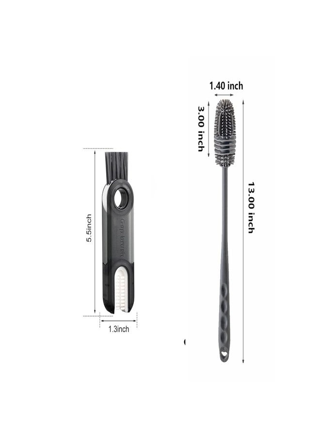 ASHMEN 3 in 1 Multifunctional Water Bottle Cleaning Brush Used for Bottle Cap, Cup Cleaner Brush | 1 PCS Long Handle Silicone Bottle Cleaning Brushes, Perfect for Baby Bottles, Water Bottles, Glasses - Image 3