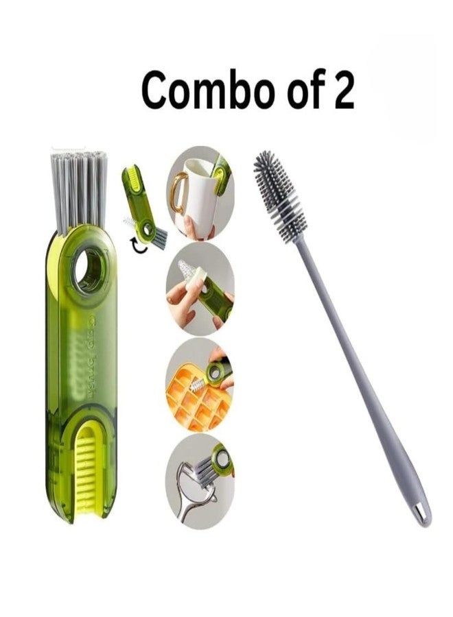 ASHMEN 3 in 1 Multifunctional Water Bottle Cleaning Brush Used for Bottle Cap, Cup Cleaner Brush | 1 PCS Long Handle Silicone Bottle Cleaning Brushes, Perfect for Baby Bottles, Water Bottles, Glasses - Image 2