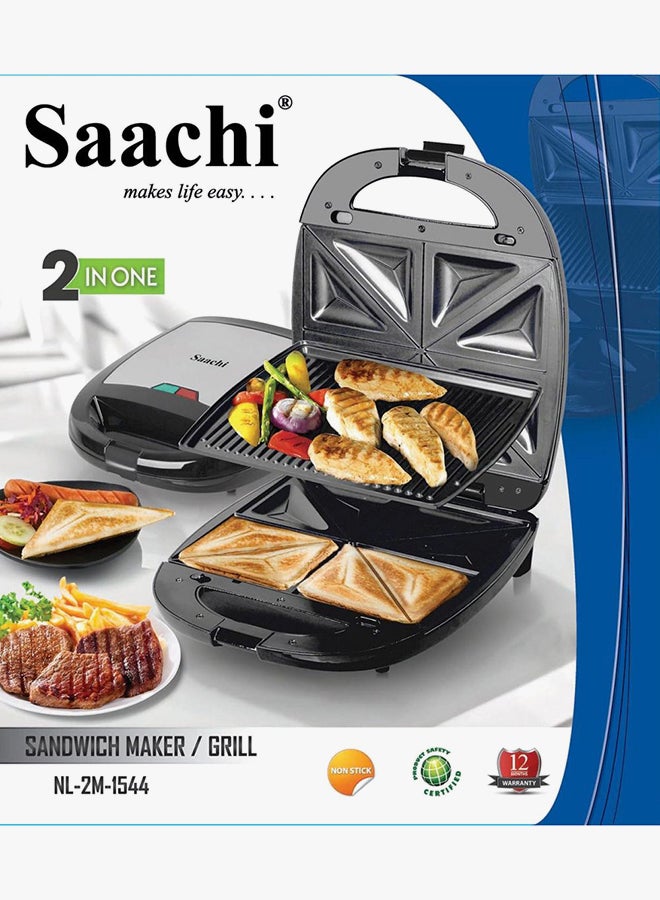 Saachi 2-In-1 Grill And Sandwich Maker NL-2M-1544 Black - Image 2
