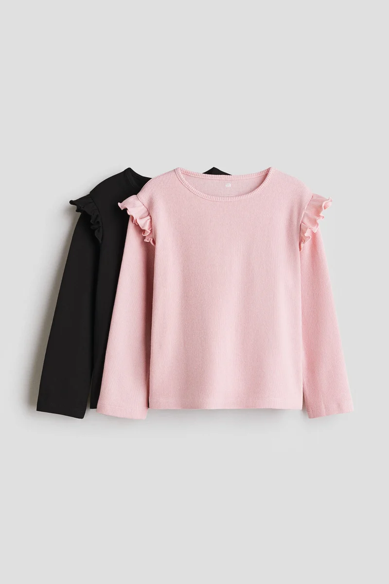 H&M 2-pack frill-trimmed jersey tops