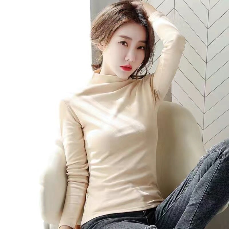 Manufacturer Velvet Double-Sided Velvet Half Turtleneck Warm Inner Top Long-Sleeved T-Shirt Bottoming Shirt - Image 1