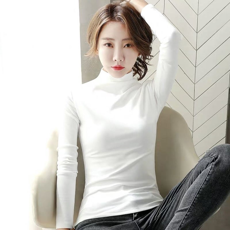 Manufacturer Velvet Double-Sided Velvet Half Turtleneck Warm Inner Top Long-Sleeved T-Shirt Bottoming Shirt - Image 5