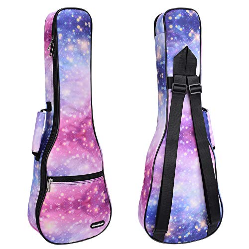 CLOUDMUSIC Ukulele Case Gig Bag Padded Backpack For Soprano 21" Inch(Soprano,Pink Purple Starry Night) - Image 1