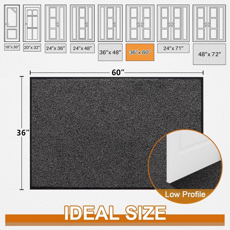ميباو حصيرة باب ميباو لامتصاص الأوساخ للاستخدام الداخلي والخارجي، مقاس 48" x 36"، لون أزرق أسود، قابلة للغسيل، مانعة للانزلاق، مثالية للمداخل والأحذية، تتميز بقدرة عالية على امتصاص الأوساخ. - Image 2