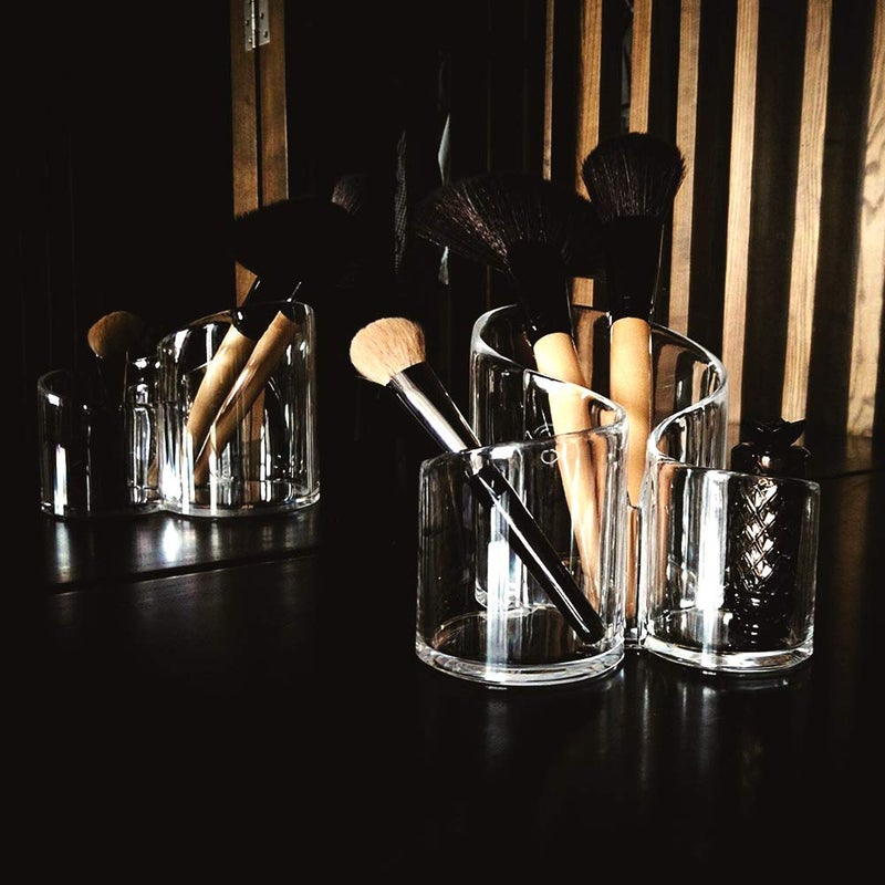 Hslife 6 Acrylic 3 Compartment Wavy Makeup Organizer Fantastic Shape MultiPurpose Makeup Brush and Cosmetic Holder - Image 5