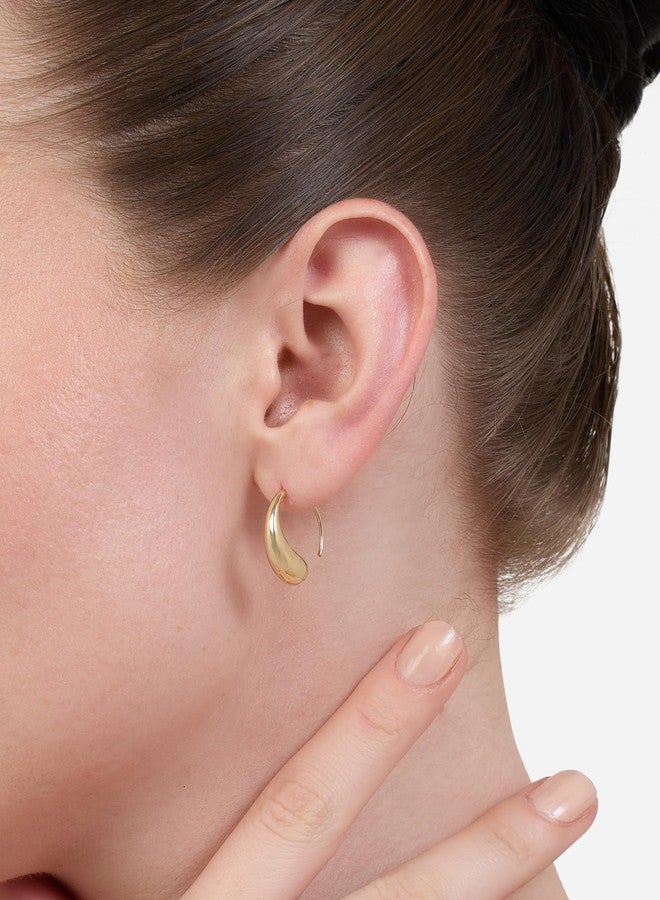 Zaveri Pearls Gold Tone Contemporary Minimal Semi Hoops Earring For Women-ZPFK21137 - Image 2