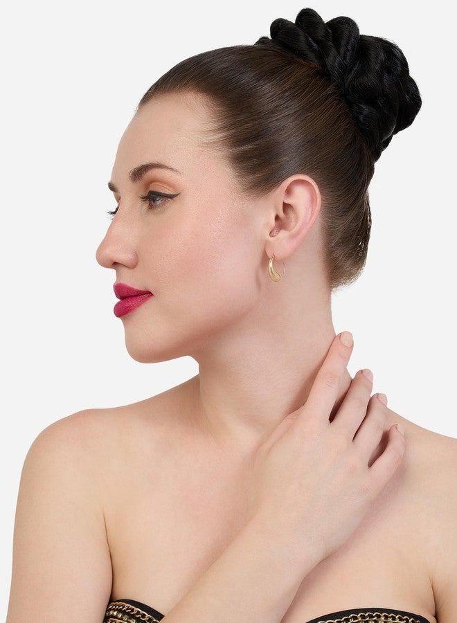 Zaveri Pearls Gold Tone Contemporary Minimal Semi Hoops Earring For Women-ZPFK21137 - Image 5