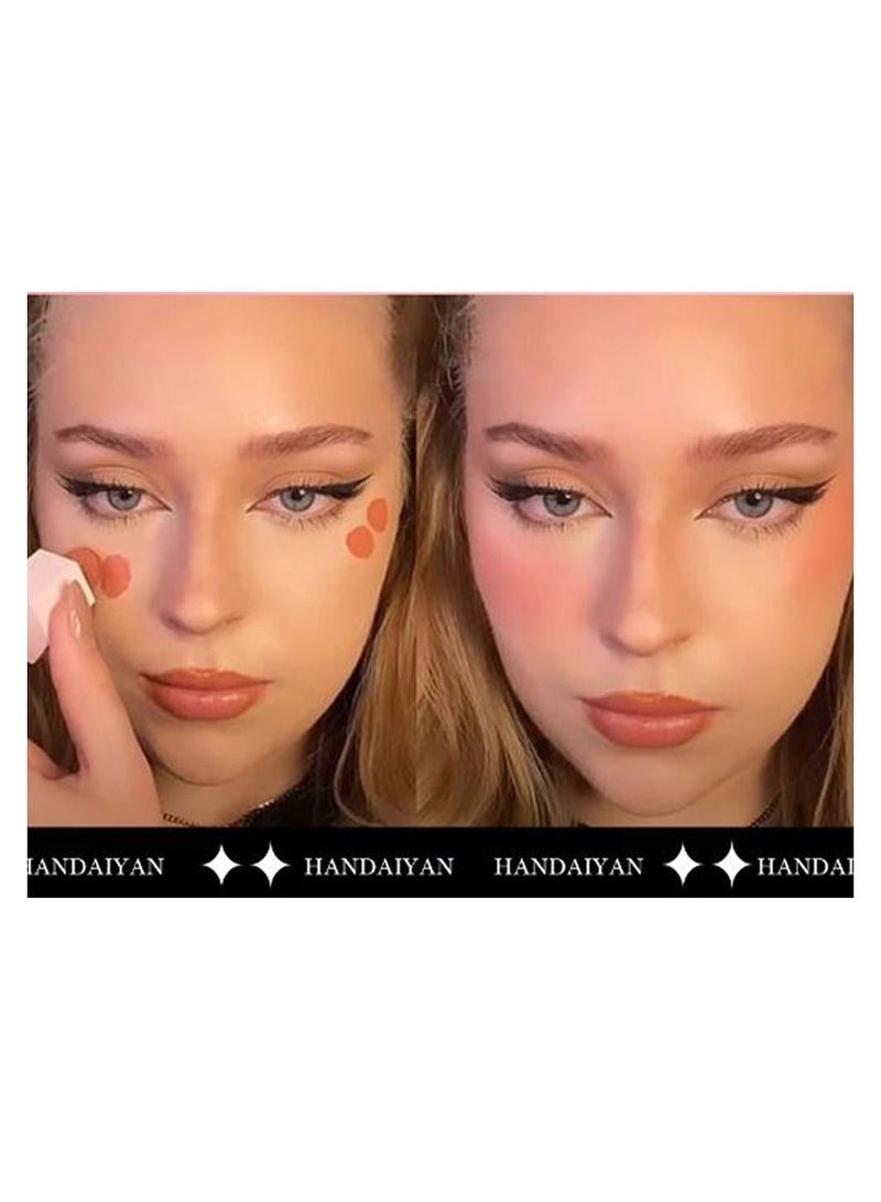 Handaiyan Mousse Liquid Blush For Cheeks Cream Face Blusher Stick with Sponge Palette Bronzer Highlighter Shape Contour Moisturizing And Breathable Matte Finish Long-wearing Waterproof For Women Makeup - Image 4
