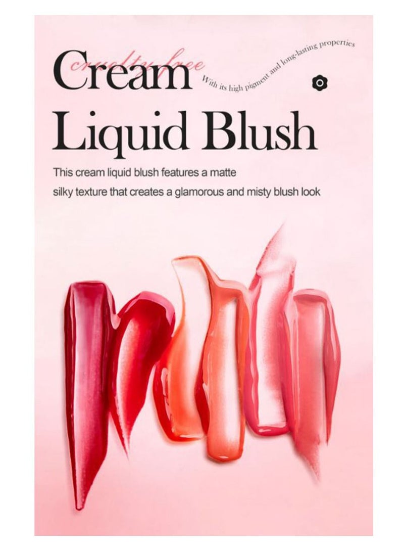 Handaiyan Mousse Liquid Blush For Cheeks Cream Face Blusher Stick with Sponge Palette Bronzer Highlighter Shape Contour Moisturizing And Breathable Matte Finish Long-wearing Waterproof For Women Makeup - Image 2