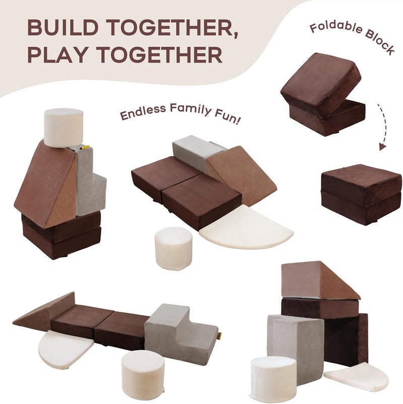 BanaSuper Foam Climbing Blocks for Children, Foam Building Blocks XXL, EN71 Certified, Kids Montessori Toy, Washable Case for Indoor Fun, Baby Soft Playset (Coffee Grey) - Image 4