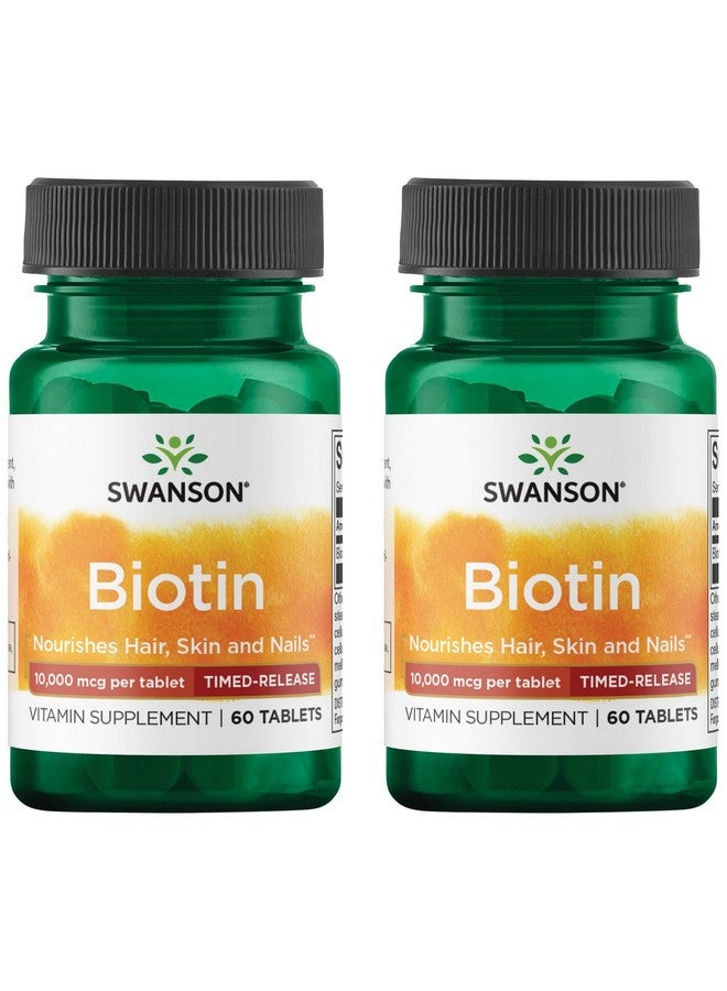 Swanson Biotin - Timed-Release 10,000 mcg 60 Tabs (2 Pack)