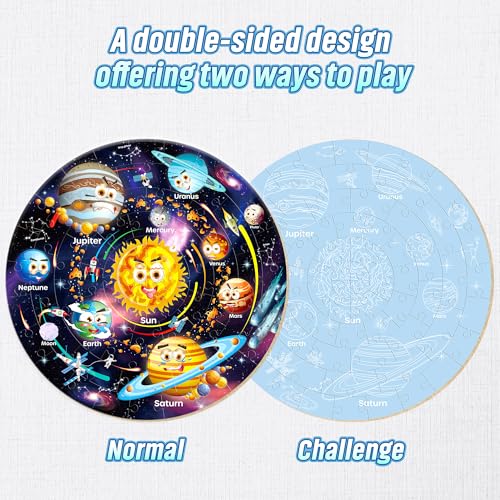 SYNARRY Solar System Floor Puzzles for Kids Ages 4-8, Large 70 Piece Jigsaw Puzzles for Kids Ages 4-6, Space Planet Astronaut Toys Gifts Puzzles for 3-5 5-7 8-10 Years Old Toddlers Boys Girls Children - Image 2