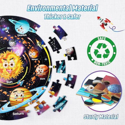SYNARRY Solar System Floor Puzzles for Kids Ages 4-8, Large 70 Piece Jigsaw Puzzles for Kids Ages 4-6, Space Planet Astronaut Toys Gifts Puzzles for 3-5 5-7 8-10 Years Old Toddlers Boys Girls Children - Image 4