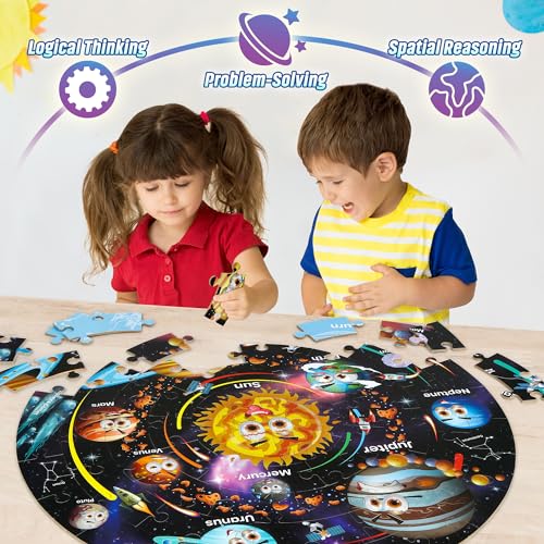 SYNARRY Solar System Floor Puzzles for Kids Ages 4-8, Large 70 Piece Jigsaw Puzzles for Kids Ages 4-6, Space Planet Astronaut Toys Gifts Puzzles for 3-5 5-7 8-10 Years Old Toddlers Boys Girls Children - Image 5