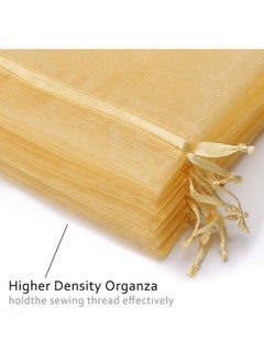 Akstore 100Pcs 2.8"X3.6"(7X9Cm) Sheer Drawstring Organza Jewelry Pouches Wedding Party Christmas Favor Gift Bags (Golden)  - Image 3