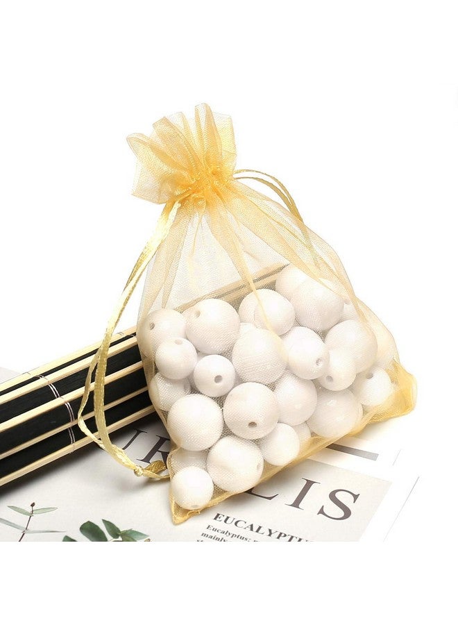 Akstore 100 قطعة أكياس مجوهرات من الأورجانزا الشفافة بحبل سحب 2.8"X3.6" (7X9 سم) لحفلات الزفاف والأعياد والهدايا (ذهبي) - Image 5