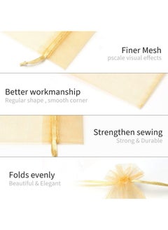 Akstore 100Pcs 2.8"X3.6"(7X9Cm) Sheer Drawstring Organza Jewelry Pouches Wedding Party Christmas Favor Gift Bags (Golden)  - Image 4