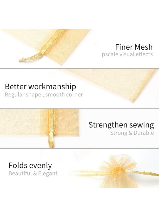 Akstore 100 قطعة أكياس مجوهرات من الأورجانزا الشفافة بحبل سحب 2.8"X3.6" (7X9 سم) لحفلات الزفاف والأعياد والهدايا (ذهبي) - Image 4