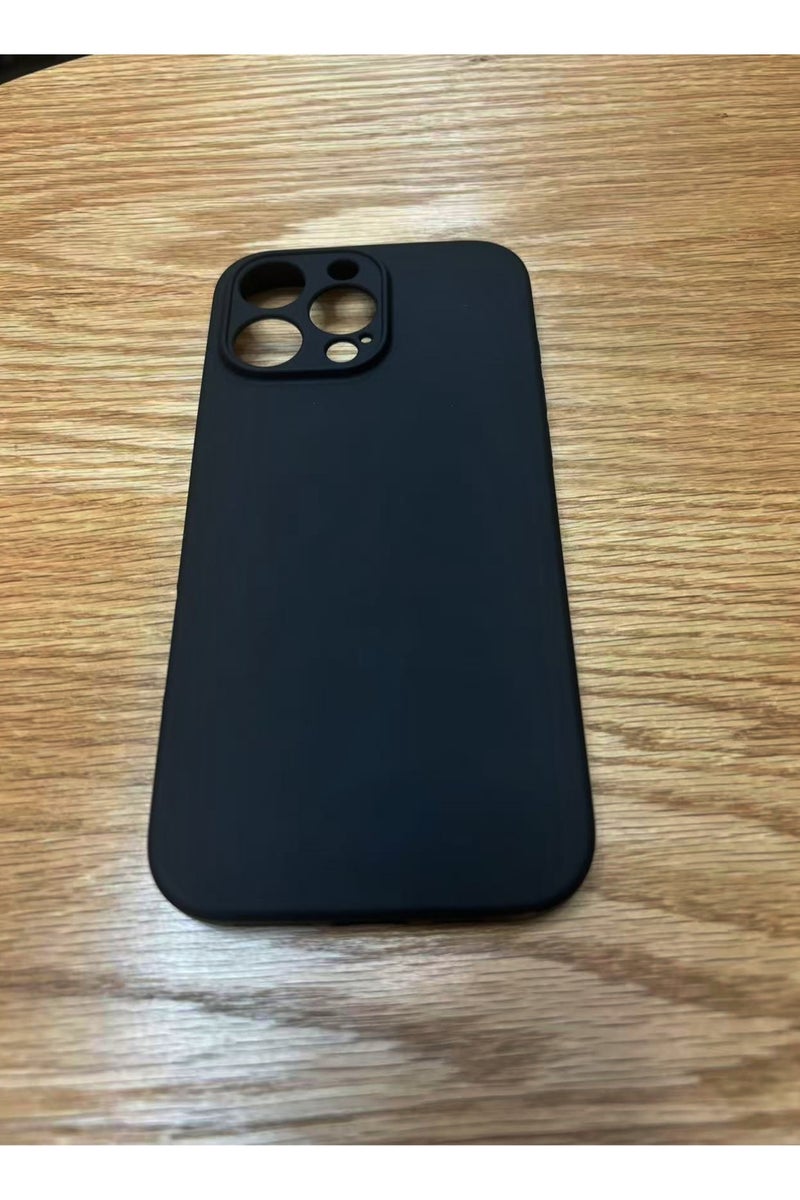 هَيْلة آيفون 16 برو ماكس بوصة حالة هاتف مطاط السيليكون السائل ، حالة هاتف حماية كاملة للجسم باللمس الناعم الحريري ، قشرة مقاومة للصدمات ، مع بطانة ألياف فائقة الدقة (أسود) - Image 2