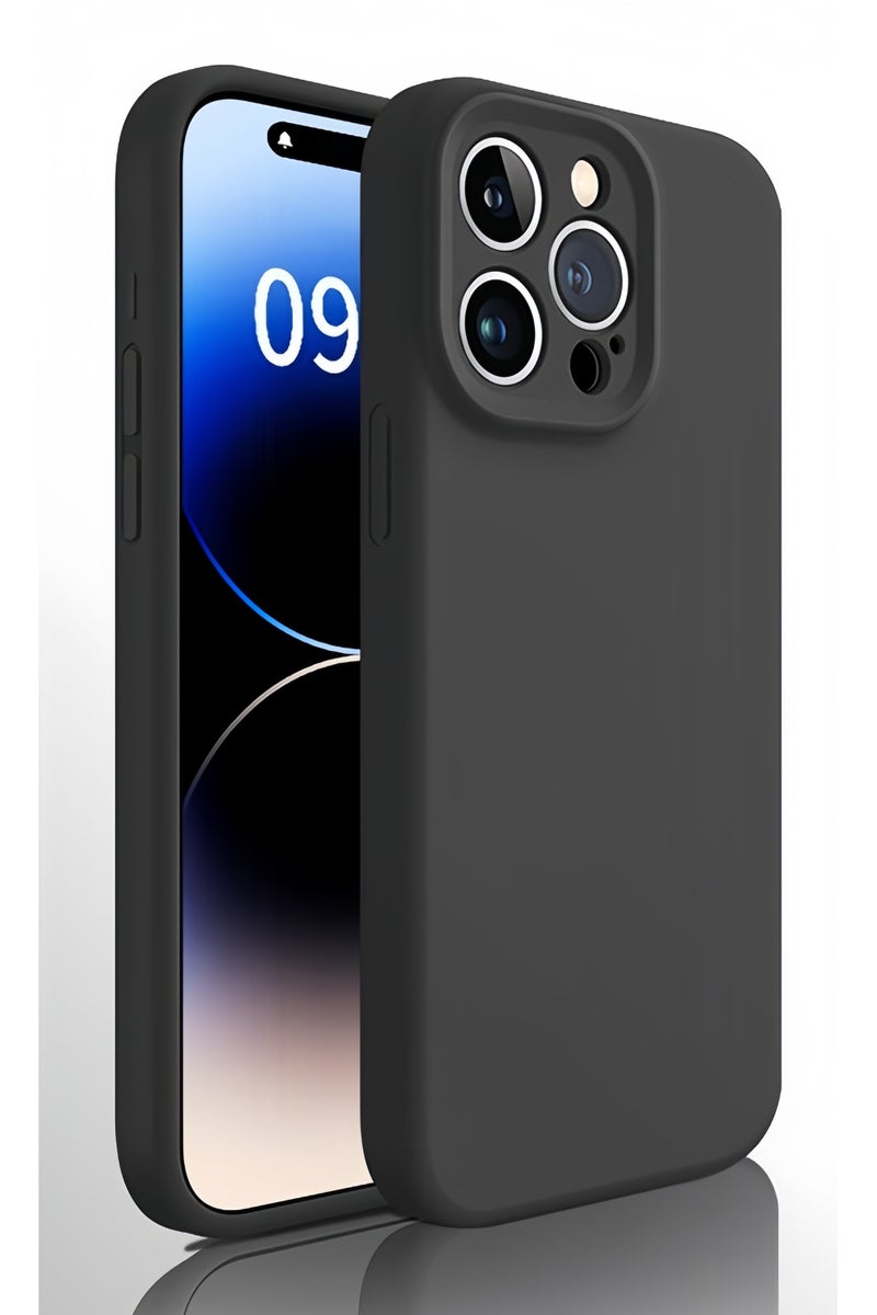 هَيْلة آيفون 16 برو ماكس بوصة حالة هاتف مطاط السيليكون السائل ، حالة هاتف حماية كاملة للجسم باللمس الناعم الحريري ، قشرة مقاومة للصدمات ، مع بطانة ألياف فائقة الدقة (أسود) - Image 1