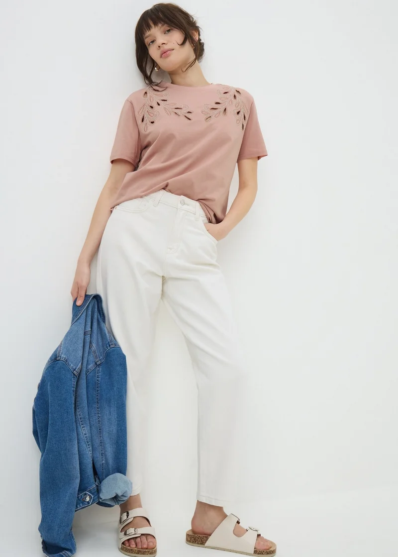 Matalan Pink Floral Cut-Out Design T-Shirt