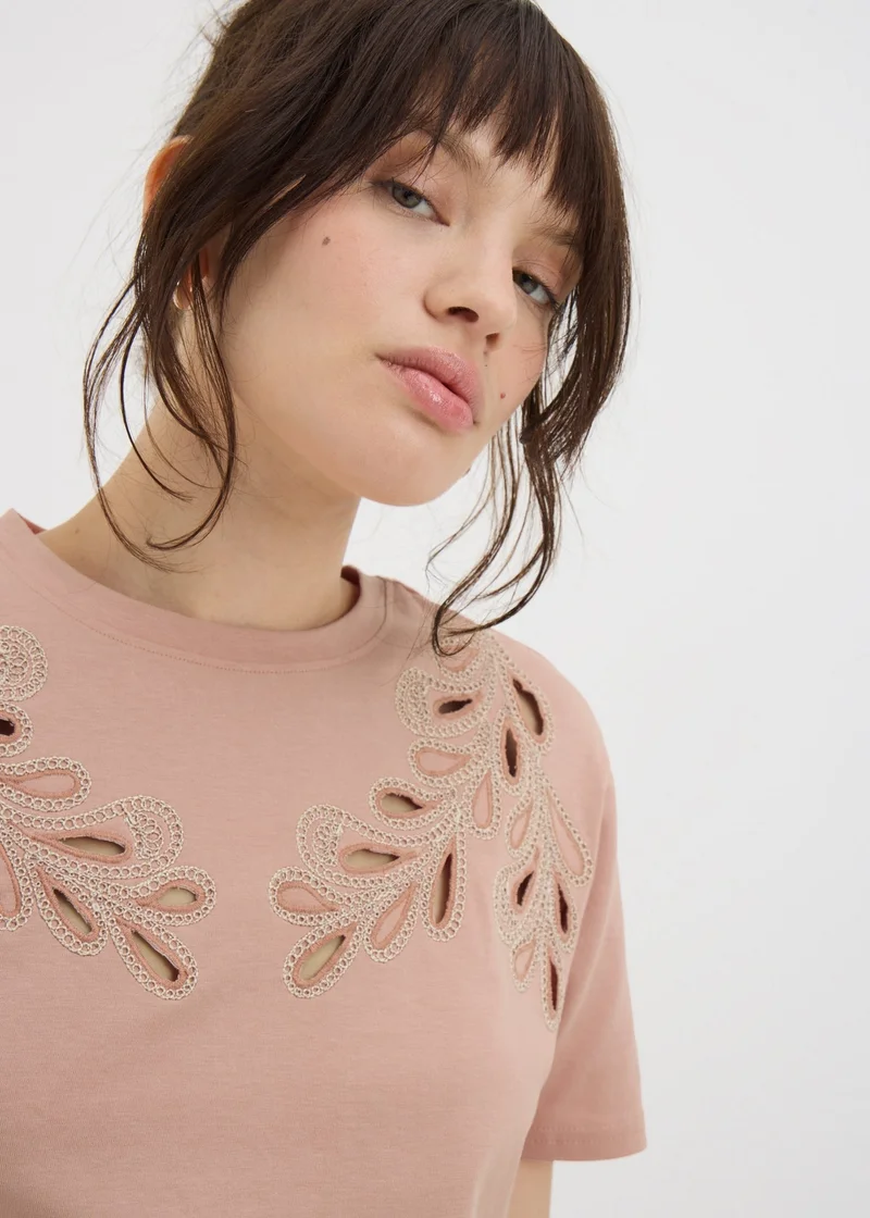 Matalan Pink Floral Cut-Out Design T-Shirt