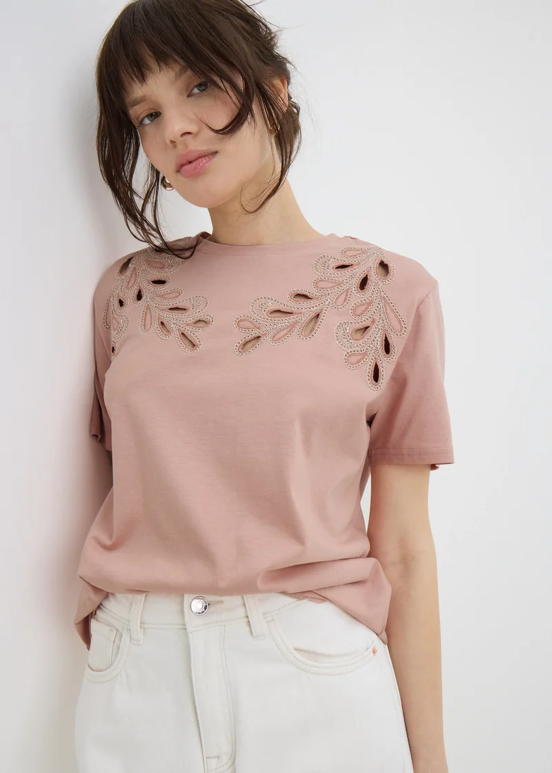 Matalan Pink Floral Cut-Out Design T-Shirt