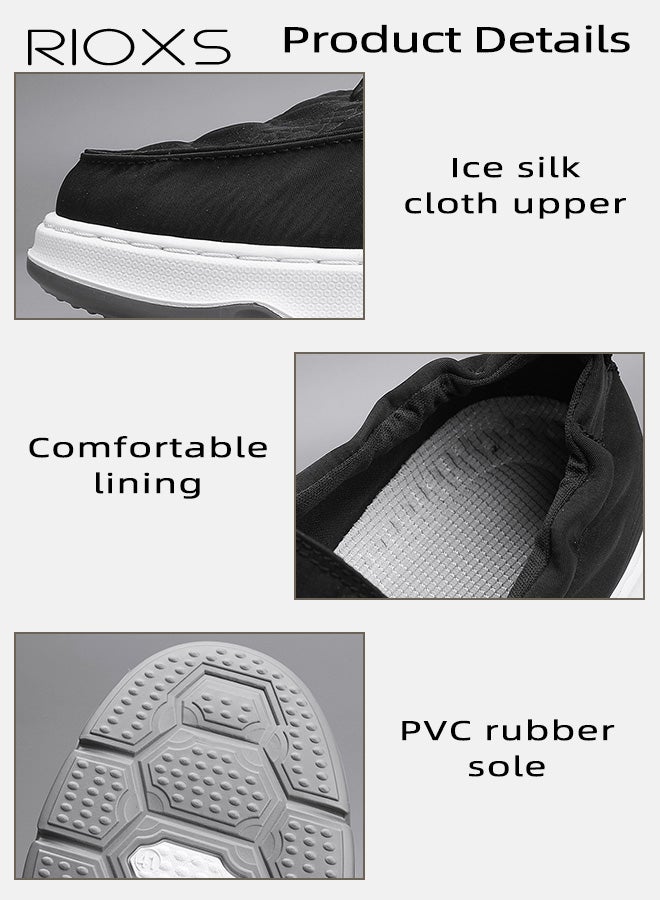 ريوكس حذاء رجالي بدون كعب، حذاء خفيف بدون كعب مع جزء علوي بنقشة جلد التمساح، حذاء صيفي غير رسمي للرجال، حذاء بدون كعب قابل للتنفس، حذاء للقيادة، حذاء للعمل والمكتب، حذاء غير رسمي للخارج، أسود - Image 4