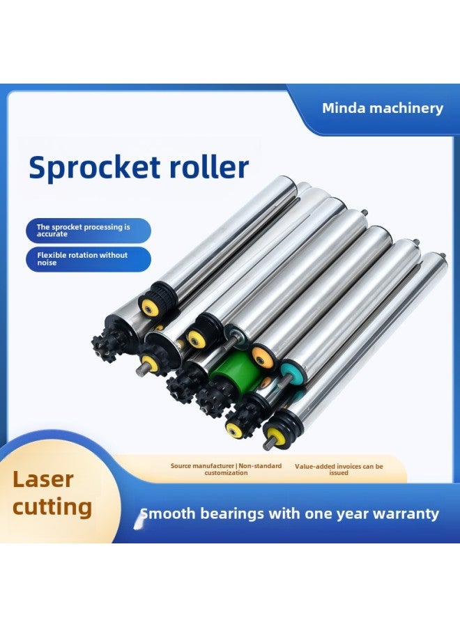 Stainless Steel Sprocket Roller Conveyor Belt Rubber-coated Unpowered Roller Multi-joint Belt Gear Synchronous Wheel Sprocket Roller-Specifications:1  - Image 1