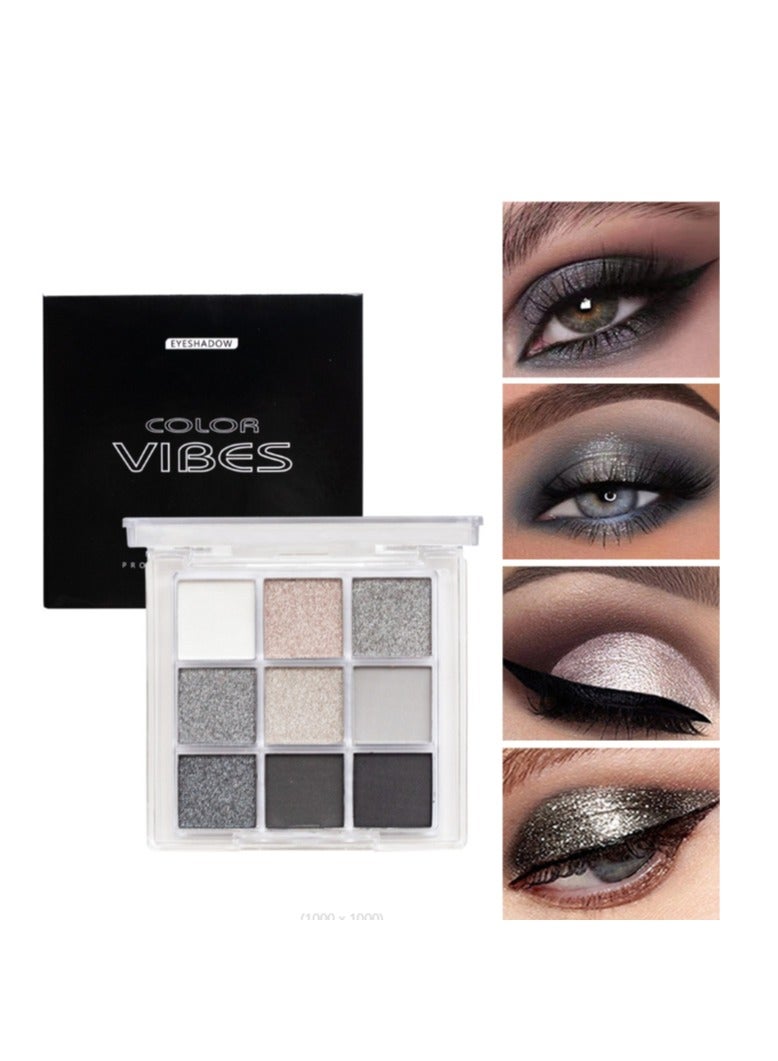  لون صدى لوحة ظلال العيون الدخانية باللون الأسود والرمادي، 9 ألوان، لوحة ظلال العيون اللامعة غير اللامعة، ظلال العيون الدخانية المقاومة للماء والتي تدوم طويلاً للفتيات والنساء - Image 1