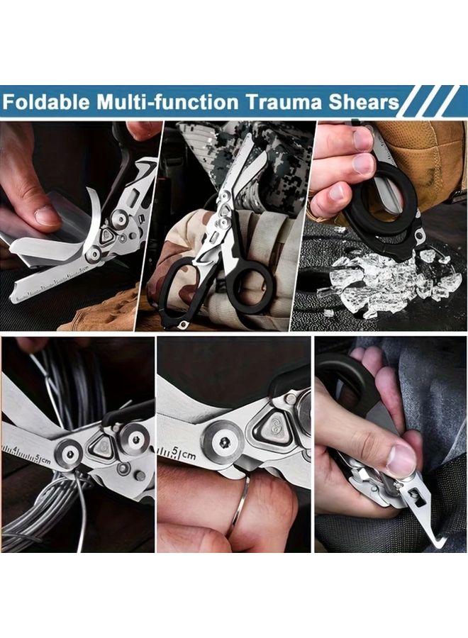 Orange Heavy Duty Stainless Steel Folding Trauma Shears Emergency Rescue Scissors - Image 4